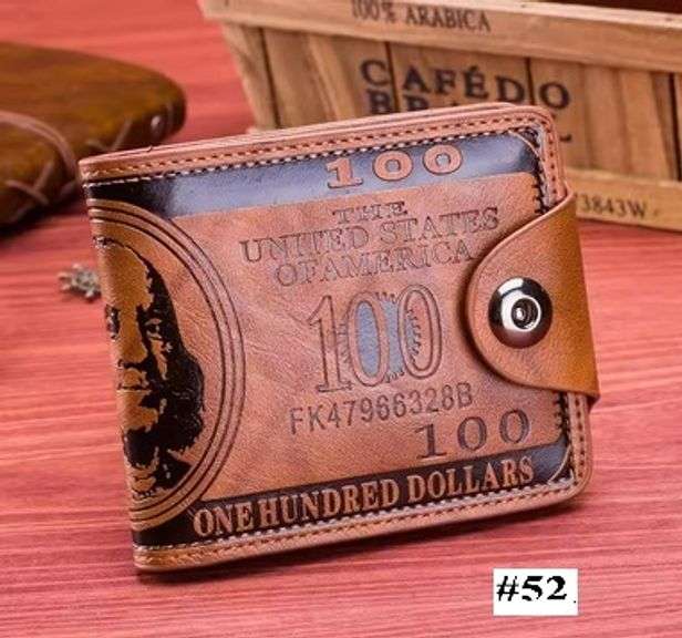 100 Dollar Print Wallet Snap Closure with Multiple Slots