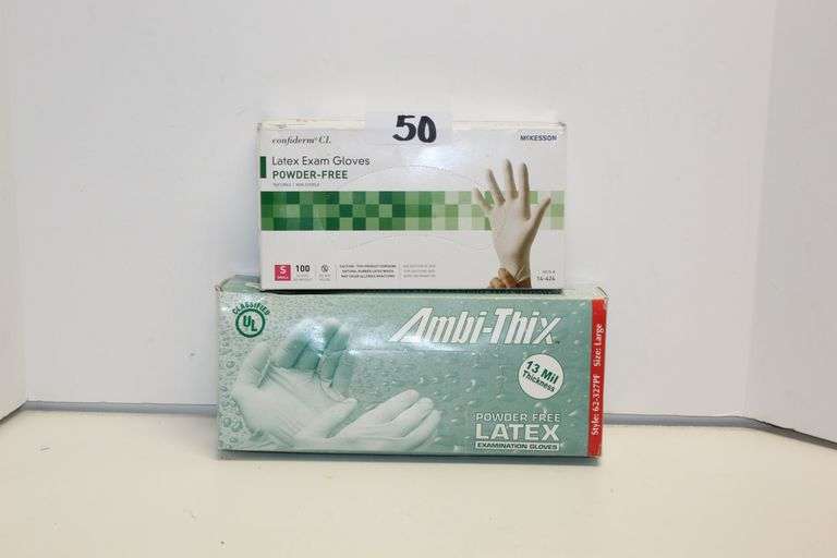 AMBI-THIX POWDER FREE LATEX EXAMINATION GLOVES SIZE LARGE & MCKESSON LATEX EXAM GLOVES POWDER- FREE SIZE SMALL 100COUNT BOX