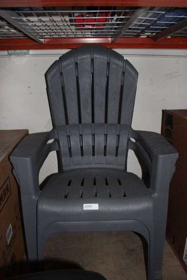 Adams Patio Stackable Charcoal Resin Frame Stationary Adirondack Chair With Slat Seat Retail:$40