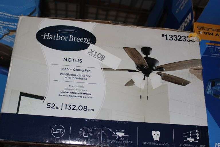 Harbor Breeze Notus 52-In Bronze With Mocha/Sienna Blades Ceiling Fan With Light ( 5 -Blade ) Retail:$121