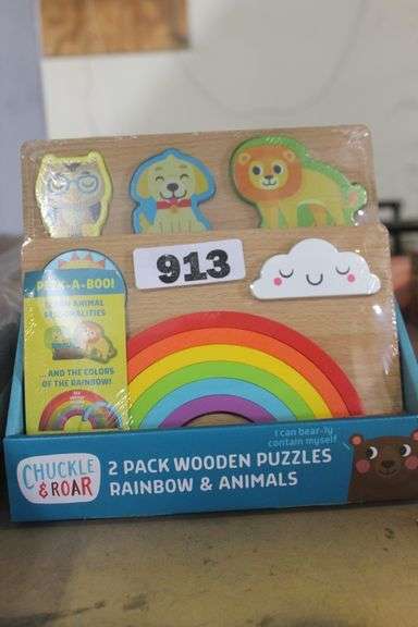 Chuckle & Roar Rainbow & Animals Wooden Kids' Puzzle Set - 2pk RETAIL $14.99 BOX OF 6