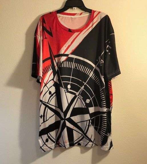 Compass Print T-Shirt Asian Size 5X