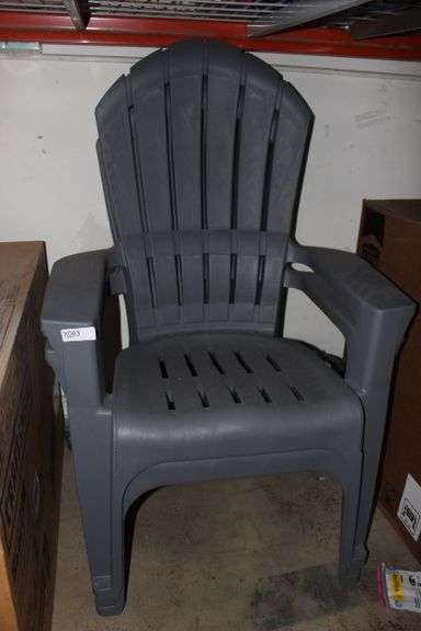 Adams Patio Stackable Charcoal Resin Frame Stationary Adirondack Chair With Slat Seat Retail:$40