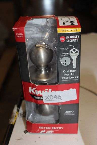 Kwikset Juno Satin Nickel Entry Door Knob Featuring Smartkey Security Retail:$27.8