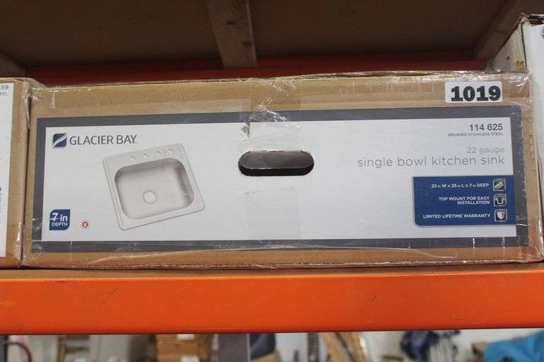 GLACIER BAY 22 GAUGE SINGLE BOWL KITCHEN SINK #114 625 $97.00
