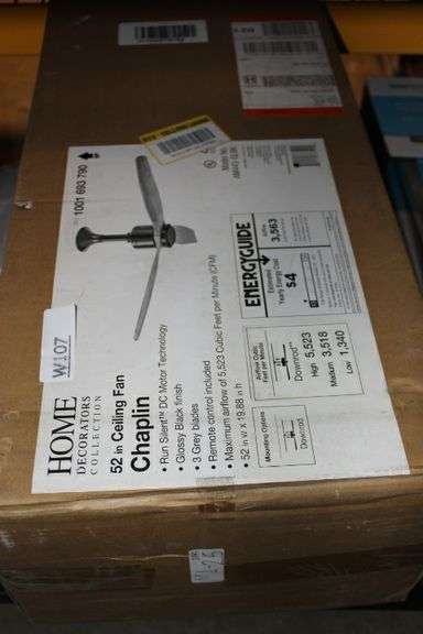 Home D. Collection Chaplin 52" Indoor Glossy Black Ceiling Fan With Remote Retail:$149.99