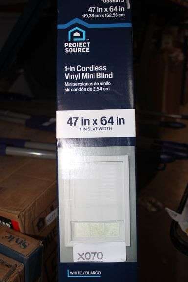 Project Source 47"X64" Cordless White Mini-Blinds Retail:$99