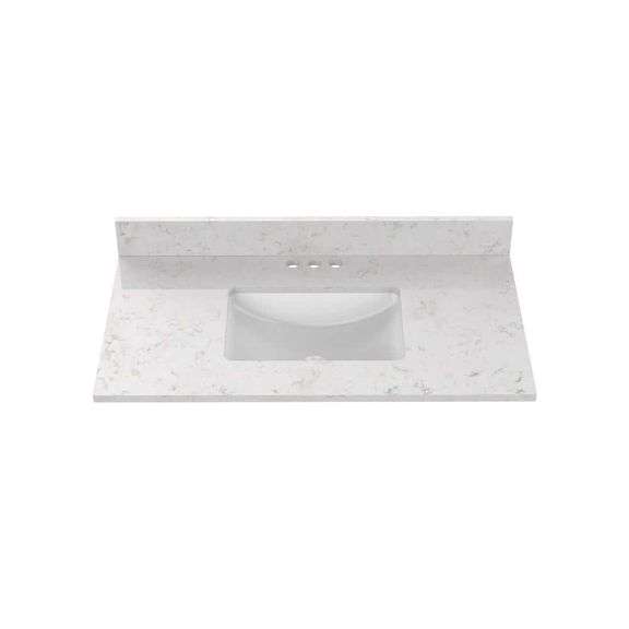 [✓] [MSRP: $309.00] Home Decorators Collection 37 in. W x 22 in D Quartz white Rectangular Single Sink Vanity Top in Snow Orchid