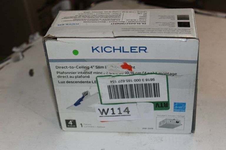 Kichler Direct-To-Ceiling 4 In. Square Slim Canless 27K New Construction Retail:$42.14
