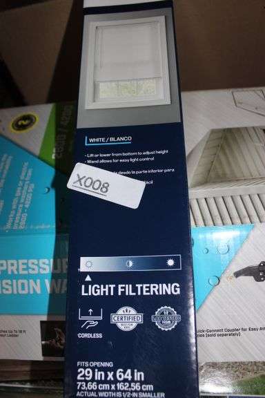 Project Source 1-In Slat Width 23-In X 64-In Cordless White Vinyl Light Filtering Mini-Blinds Retail:$54