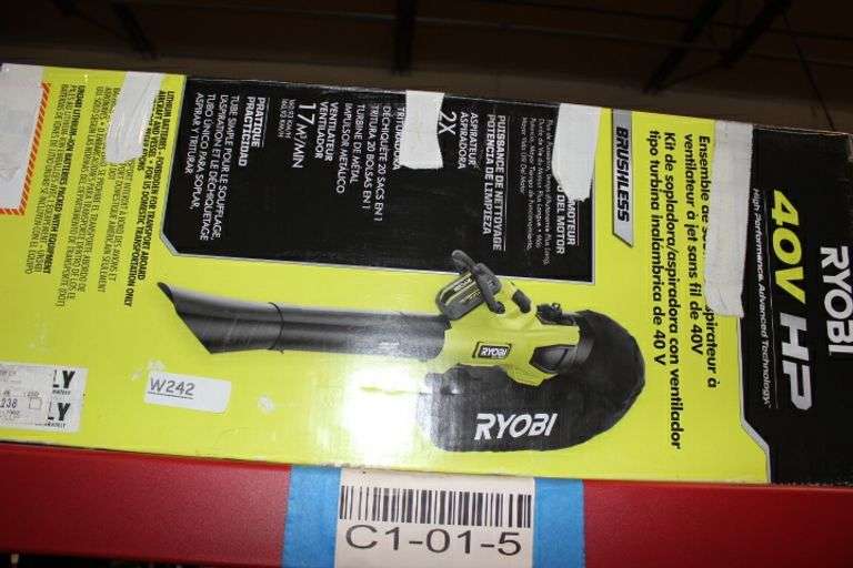 Ryobi 40V Hp Brushless 100 Mph 600 Cfm Cordless Leaf Blower/Mulcher/Vacuum (Tool Only) Retail:$370