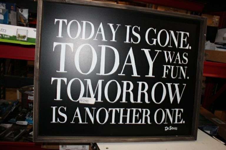 Patton Wall Decor 24X20 Dr. Seuss Tomorrow Is Another One Framed Wood Wall Decor, Black Retail:$80