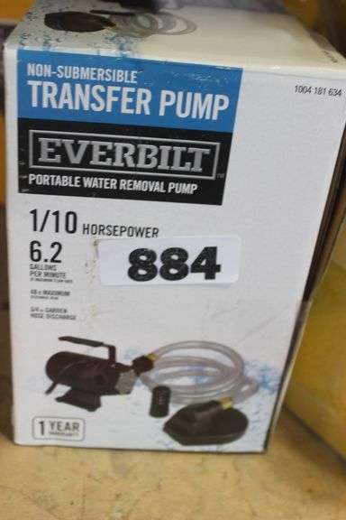 NON SUBMERSIBLE TRANSFER PUMP EVERBILT 1/10 HORSEPOWER $119.00