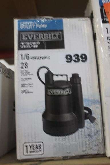 EVERBILT 1/6 HORSEPOWER 28 GALLON PORTABLE WATER REMOVAL PUMP $174.95
