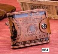 100 Dollar Print Wallet Snap Closure with Multiple Slots