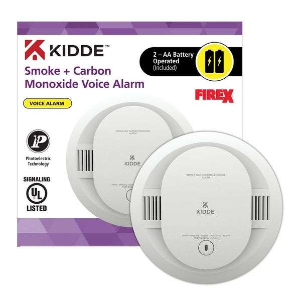 [✓] [MSRP: $46.43] Firex AA Battery Powered Smoke and Carbon Monoxide Detector with Voice Alarm 21032090
