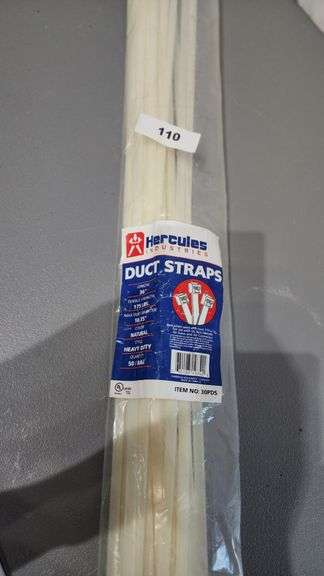 HERCULES INDUSTRIES DUCT STRAPS 36" LENGTH 175 TENSILE STRENGTH, 10.35" MAX DUCT DIAMETER 50 PER BAG
