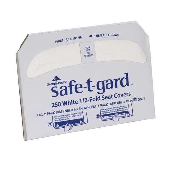 [✓] [MSRP: $46.04] Georgia-Pacific Safe-T-Gard 47052 White 1/2-Fold Toilet Seat Cover  17.44 Length x 14.5  Width (Case of 4 Packs  250 Per Pack)