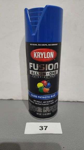 KRYLON FUSION ALL IN ONE PAINT PRIMER GLOSS PATRIOTIC BLUE 12oz ANY ANGLE - ANY SURFACE