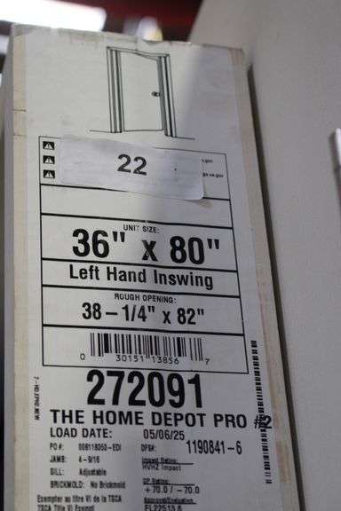 [✓] [MSRP: $322.35] Masonite 36 in. x 80 in. White Left Hand Inswing 6-Panel Primed Steel Prehung Front Door