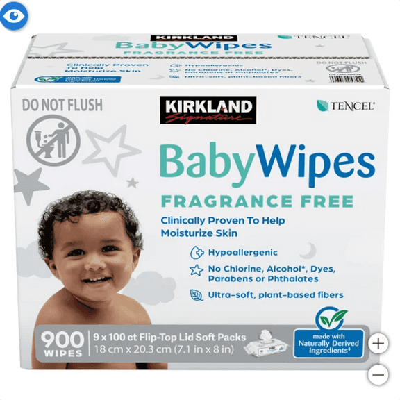 KIRKLAND SIGNATURE BABY WIPES FRAGRANCE FREE, 900-COUNT RETAIL $20