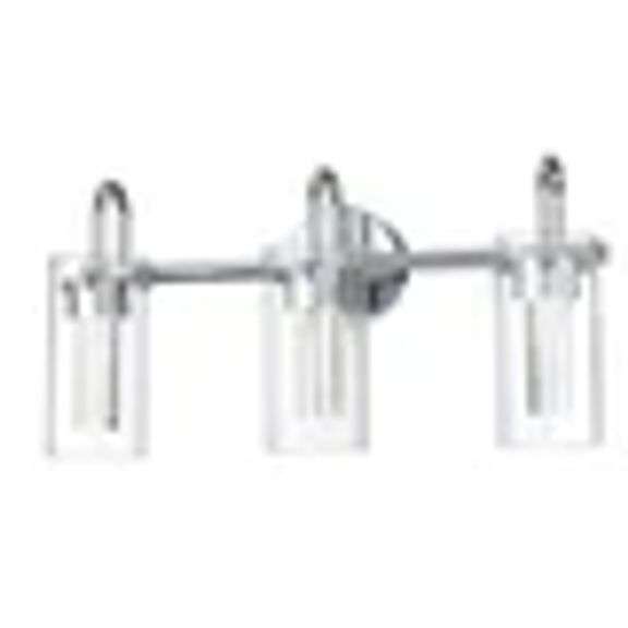 Hukoro 3-Light Vanity Light with Chrome Finish and Crystal-Clear Glass Shade RETAIL $55.92