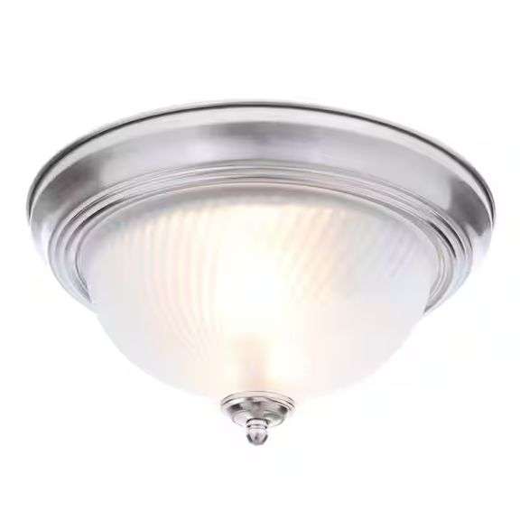 11" 2-light flush mount with frosted swirl glass shades