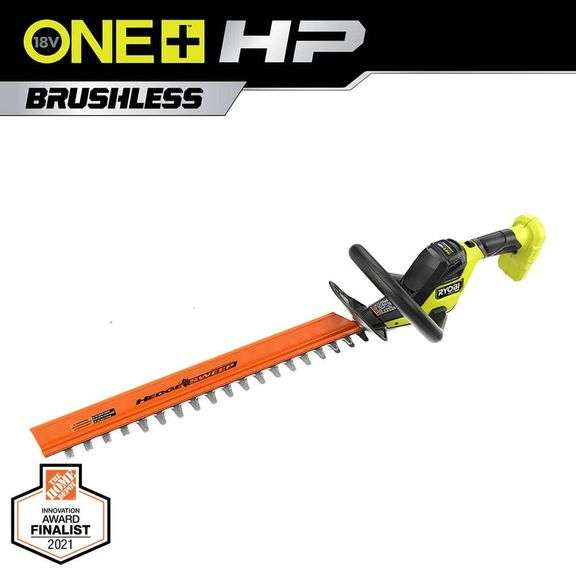 [✓] [MSRP: $119.00] RYOBI ONE+ HP 18V Brushless 22 in. Cordless Battery Hedge Trimmer (Tool Only)