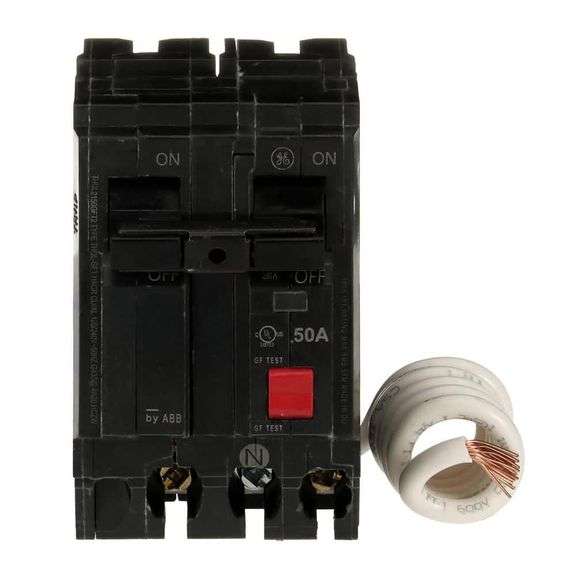 [✓] [MSRP: $126.00] GE 50 Amp 240-Volts Double Pole Ground Fault Breaker with Self-Test