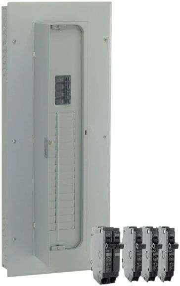 GE TM3220CCUB2K Load Center, 2 -Pole, 200 A, 32 -Space, 40 -Circuit, Main Breaker, NEMA 1 Enclosure, Gray Retail:$240
