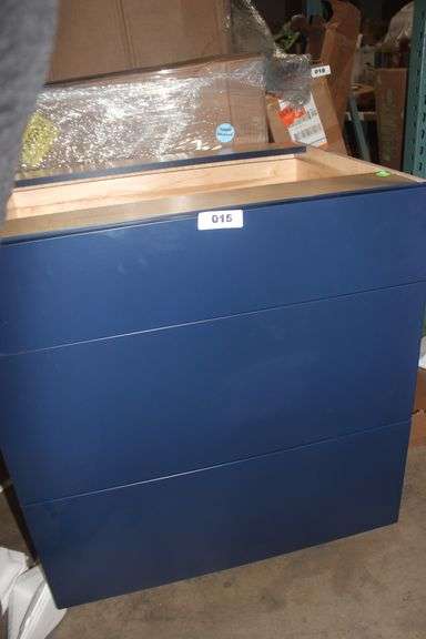 BOTTOM 3 DRAWER SHAKER 30"W x 24"D x 34.5"H blue retail $950