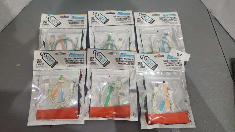 TAGIT TWO SYNC + CHARGE APPLE CABLES 3FT & 6FT, TWO APPE CERTIFIED MFI LIGHTNING CABLES WITH 8 PERSONALIZED TAGS