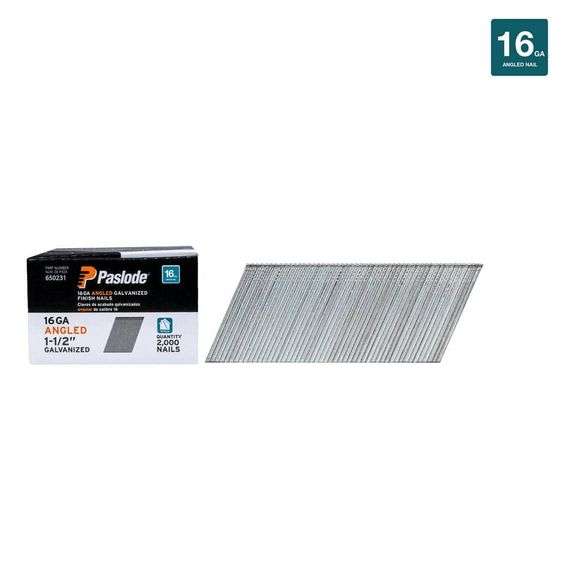 [✓] [MSRP: $43.98] Paslode 1-1/2 in. x 16-Gauge 20° Galvanized Angled Nails (2000 per Box)