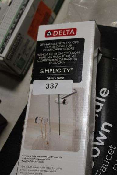 [✓] [MSRP: $29.98] Delta Simplicity Handle with Knobs for Sliding Shower or Bathtub Door in Chrome, Polished Chrome