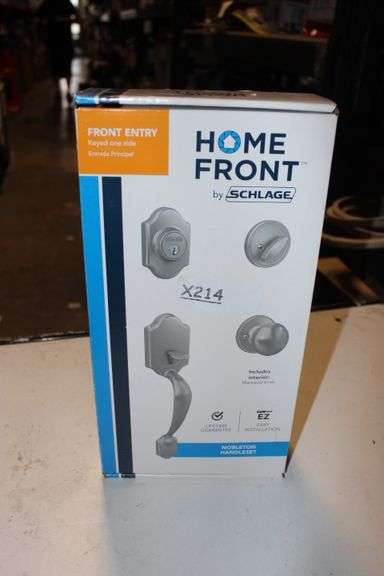 Home Front By Schlage Nobleton-Marwood Satin Nickel Single-Cylinder Keyed Entry Door Handleset With Knob Retail:$100
