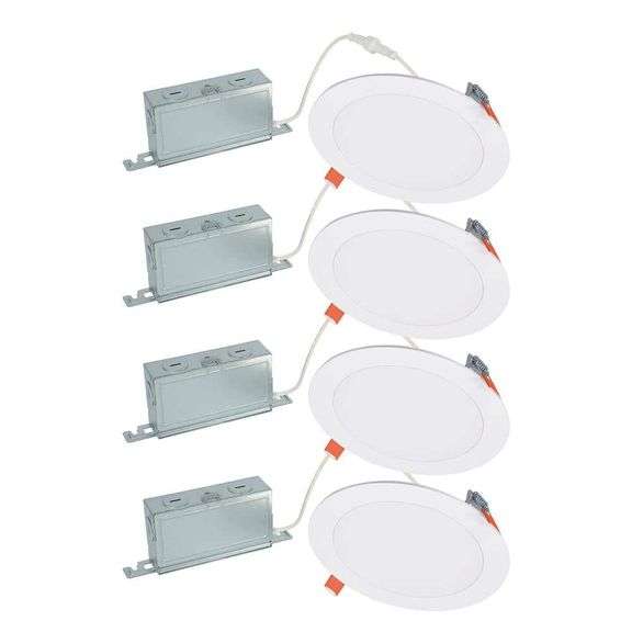 [✓] [MSRP: $61.97] HALO HLBSL 6 in. Can Less Integrated LED, 900 Lumens, 5CCT, White (4-Pack)