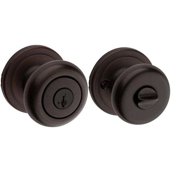 [✓] [MSRP: $35.47] Kwikset Juno Venetian Bronze Entry Door Knob Featuring SmartKey Security