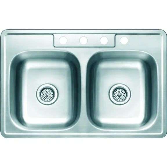 [✓] [MSRP: $40.99] Seasons® 33 X 22 X 6 In. Double Bowl Kitchen Sink
