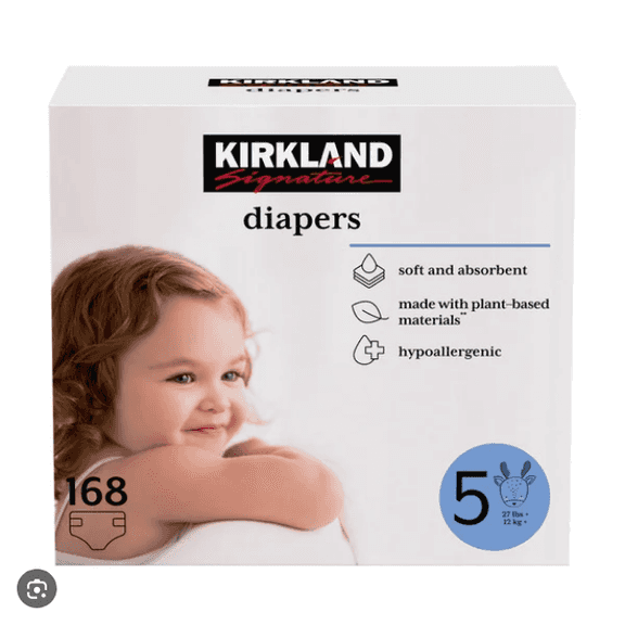 KIRKLAND SIGNATURE DIAPER SIZE 5 168 COUNT RETAIL $40
