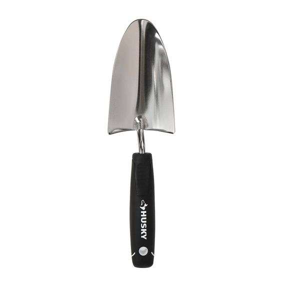 [✓] [MSRP: $9.98] Husky 6.14 in. Double Grip Injection Handle Stainless Steel Garden Trowel