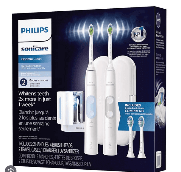 PHILIPS SONICARE OPTIMAL CLEAN RECHARGEABLE ELECTRIC TOOTHBRUSH, 2-PACK RETAIL $100