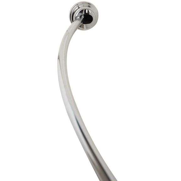[✓] [MSRP: $44.98] Zenna Home NeverRust 50 in. to 72 in. Aluminum Dual Mount Curved Shower Curtain Rod in Chrome