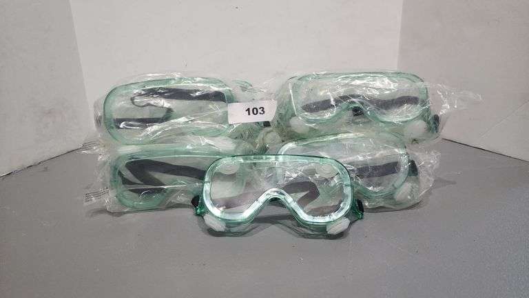 GREEN SEE THROUGH PLASTIC SAFETY GOOGLES 12 INCLUDED
