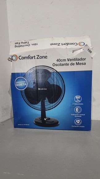 COMFORT ZONE 12in OSCILLATING TABLE FAN MODEL CZ121BK