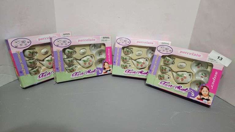 CHILDREN' PORCELAIN TEA SET, INCLUDES MINI TEA POT, CUPS AND SAUCERS, STRAWBERRY DESIGN