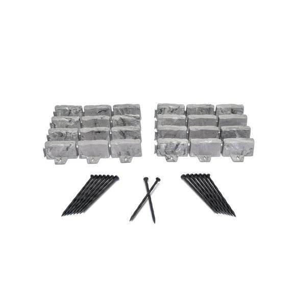 [✓] [MSRP: $29.98] Vigoro 10 ft. L x 2.7 in. H Decorative Faux Stone Dark Gray Plastic No-Dig Landscape Edging Kit