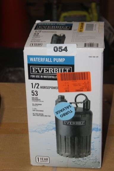 EVERBILT 1/2 HORSEPOWER 53 GALLONS PERMINUTE WATERFALL PUMP