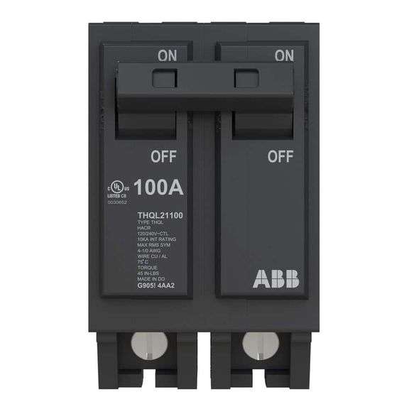 [✓] [MSRP: $85.62] ABB 100 Amp 1 in. Double-Pole Circuit Breaker (THQL21100PA)