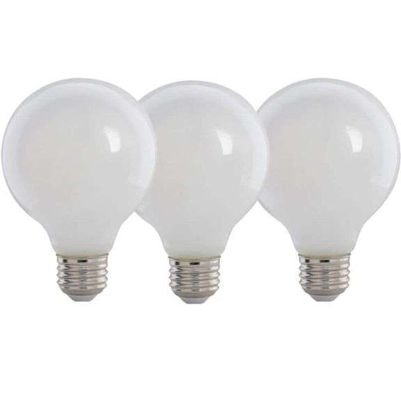 [✓] [EXT MSRP: $41.52] 40-Watt Equivalent G25 Dimmable Filament CEC 90 CRI E-STAR White Glass Globe E26 LED Light Bulb, Daylight 5000K (3-Pack)