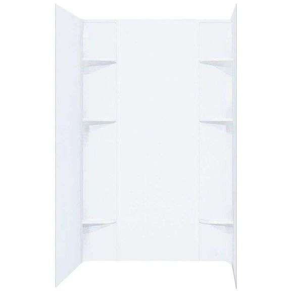 [✓] [MSRP: $309.00] MUSTEE Durawall 40 in. x 60 in. x 71-1/2 in. 5-Piece Easy Up Adhesive Alcove Shower Surround in White